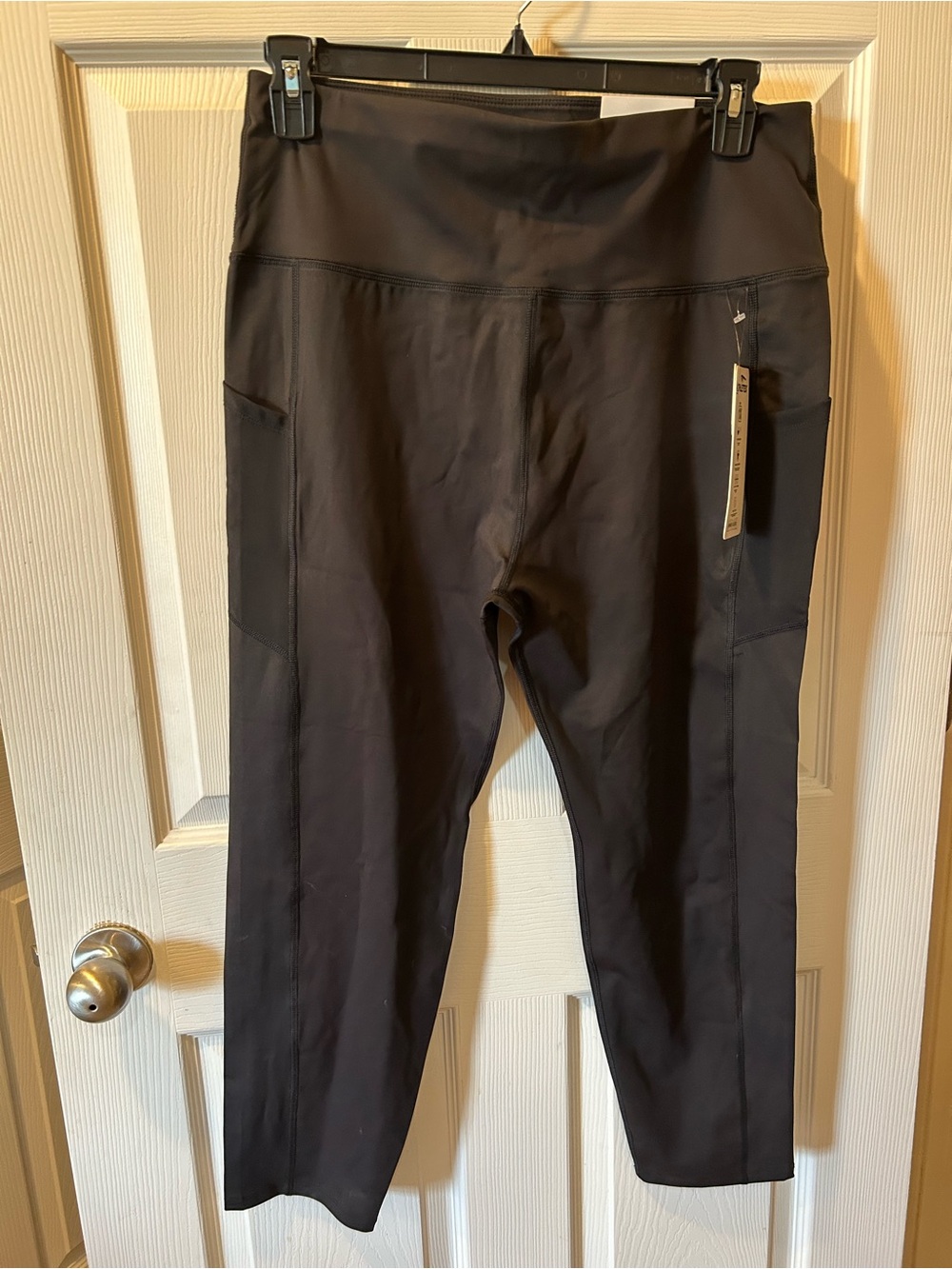 Athletex 1X High-Rise Black Active Leggings w/Side Pockets Ankle Length NWT